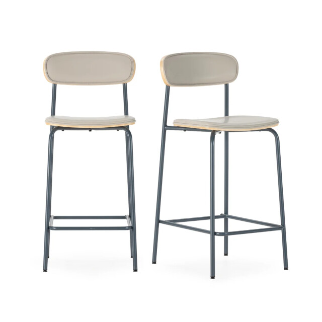 CaliCosy Barkrukken set van 2 in kunstleer met metalen poten, h95 cm tess 3539102 large