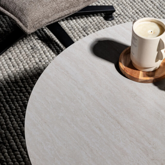 CaliCosy Salontafel met travertijnlook Ø80 cm ysia 3539094 large