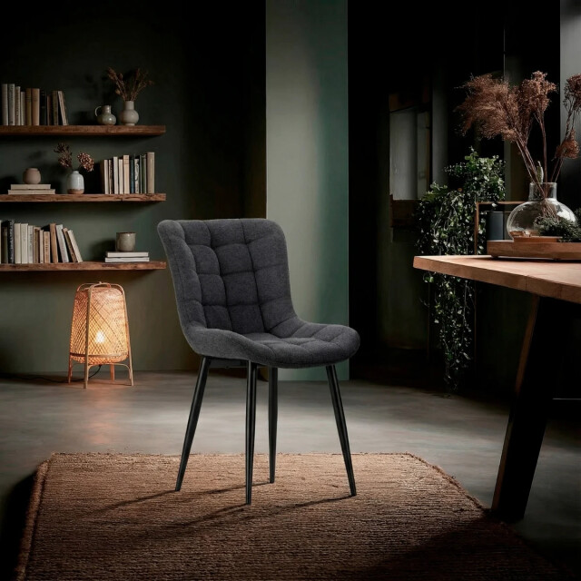 CaliCosy Stoelen set van 4 in gewatteerde stof met metalen poten h85 cm maË 3539279 large