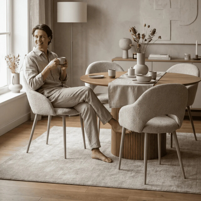 CaliCosy Stoelen set van 2 in stoffen met metalen poten, h84 cm lila 3539156 large