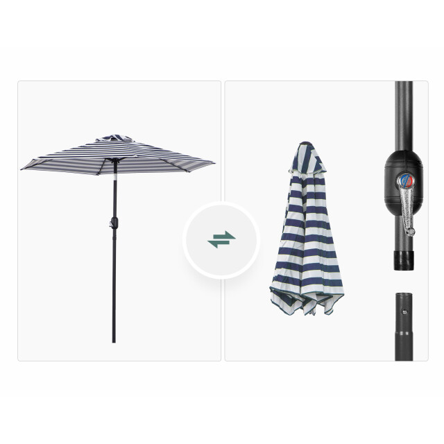 4goodz Parasol stalen buis kantelbaar streep Ø230 x 216 cm 3532158 large