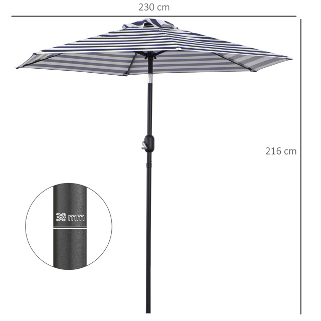 4goodz Parasol stalen buis kantelbaar streep Ø230 x 216 cm 3532158 large