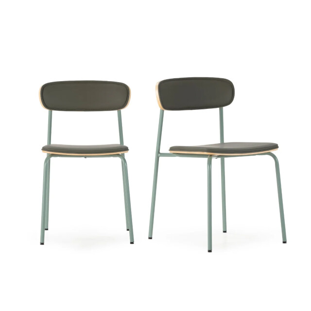 CaliCosy Stoelen set van 2 in kunstleer met metalen poten, h78 cm aya 3539101 large