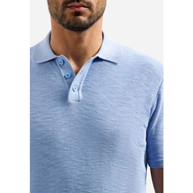 No Excess Pullover short sleeve polo slub blue 31240263SN-030 large