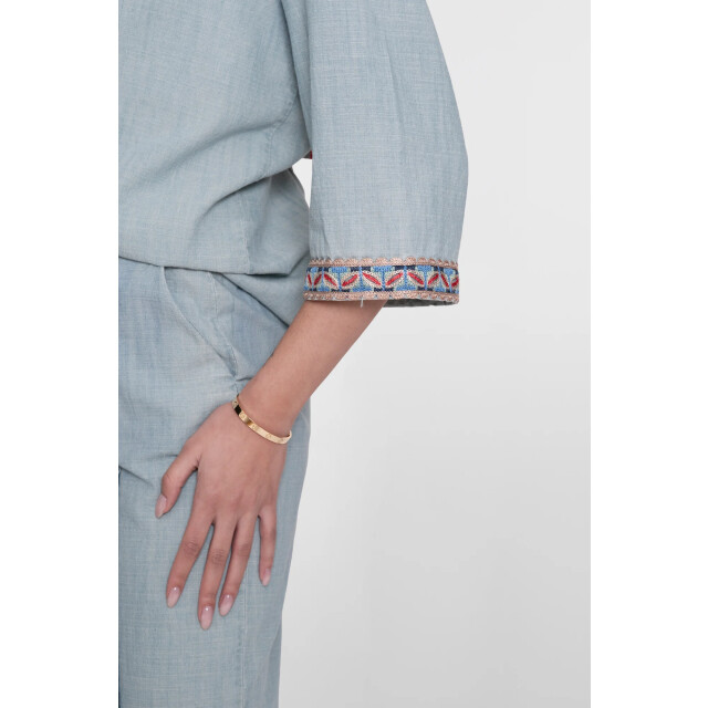 Geisha 63161 70 635 blouse chambray with tape jeansblue 63161_70 635 large