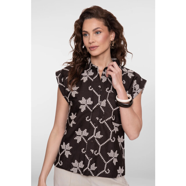 Geisha 63212-20 750 blouse chocolate brown/sand 63212-20 750 large