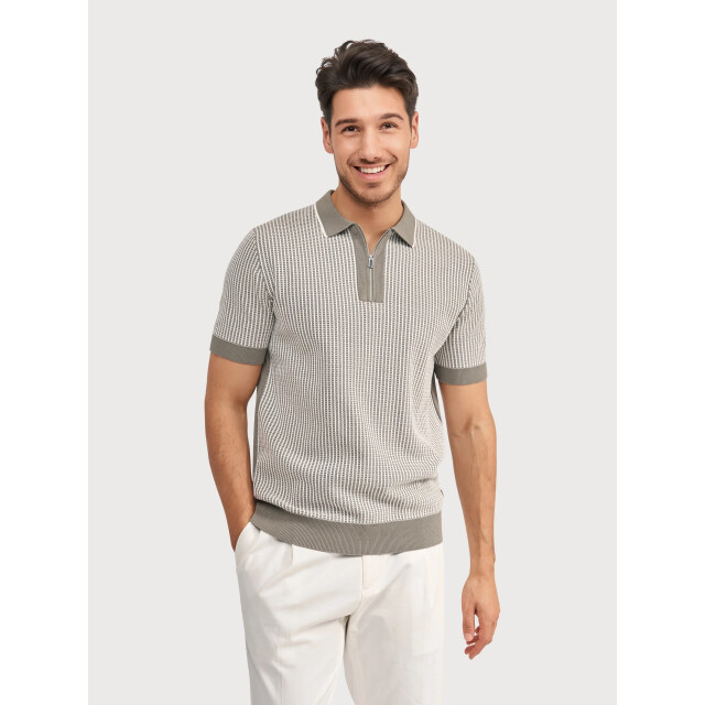 Blue Industry De gebreide print polo | KBIS26-M21 large