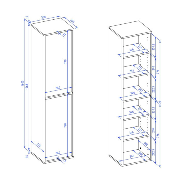 Badplaats Badkamerkast mali 38 x 33 x 160 cm - hangende kolomkast met 2 3689604 large