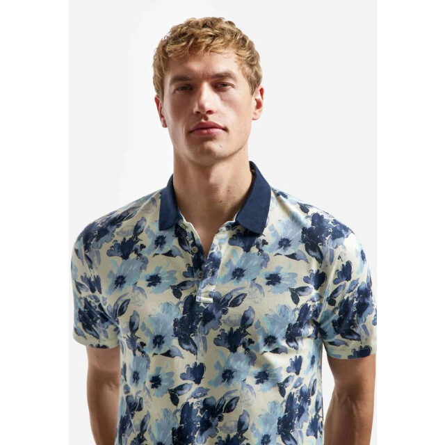 No Excess Polo short sleeve printed blue 31380314-030 large