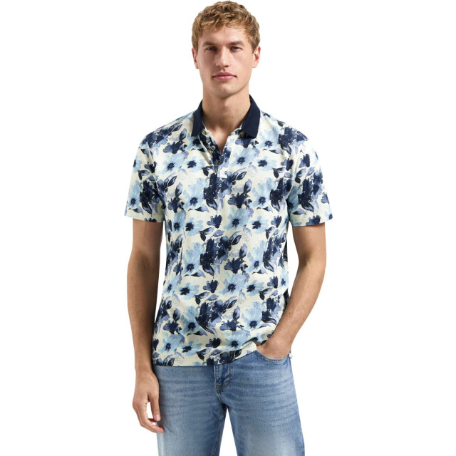 No Excess Polo short sleeve printed blue 31380314-030 large