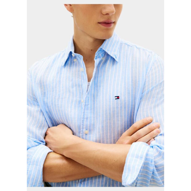Tommy Hilfiger Casual hemd lange mouw linen bengal stripe rf shirt mw0mw42400/0a5 204801 large