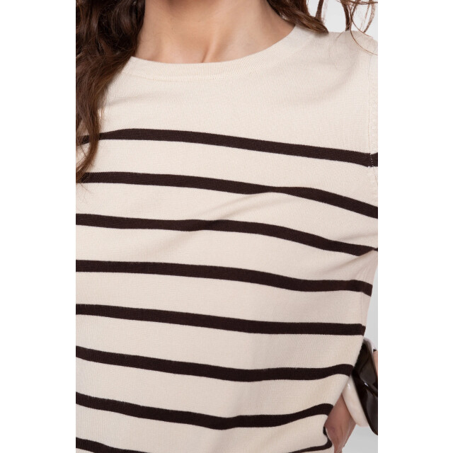 Geisha 64011-10 010 pull short sleeves stripes off-white/brown 64011-10 010 large