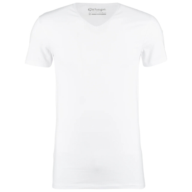 Garage Bodyfit shirt v-neck 100 white Garage V neck Shirt 0202 100 White large