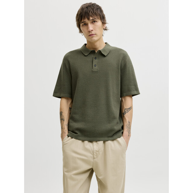 Jack & Jones jjegeorge knit polo ss sn 12268281 dusty olive 05311.368.0074 large
