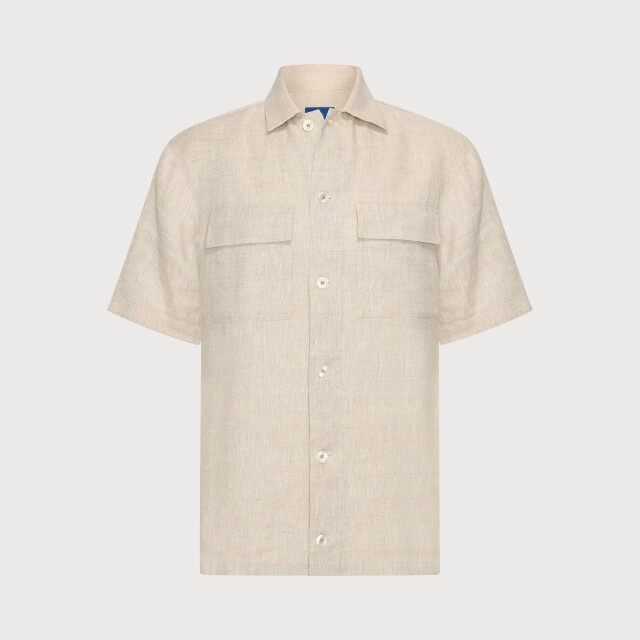 Blue Industry Het linnen overhemd met korte mouw | 6120.61-SAND large