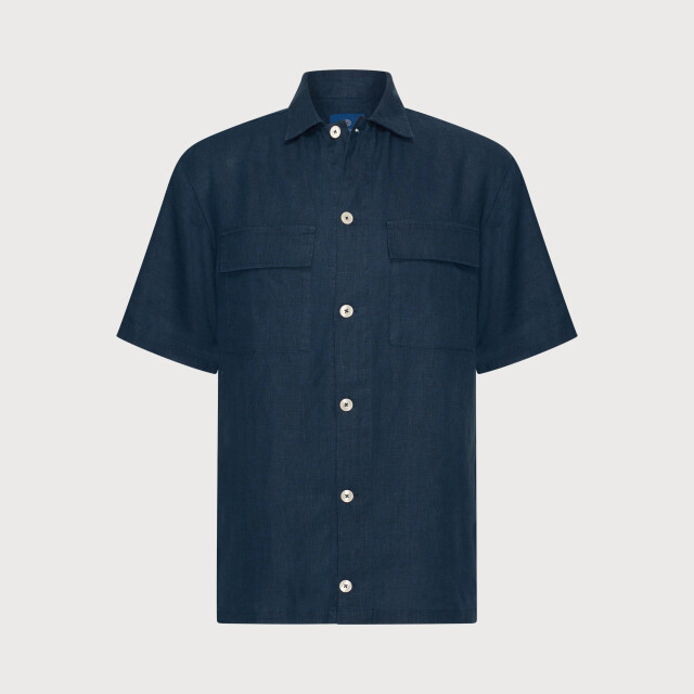 Blue Industry Het linnen overhemd met korte mouw | 6120.61-NAVY large