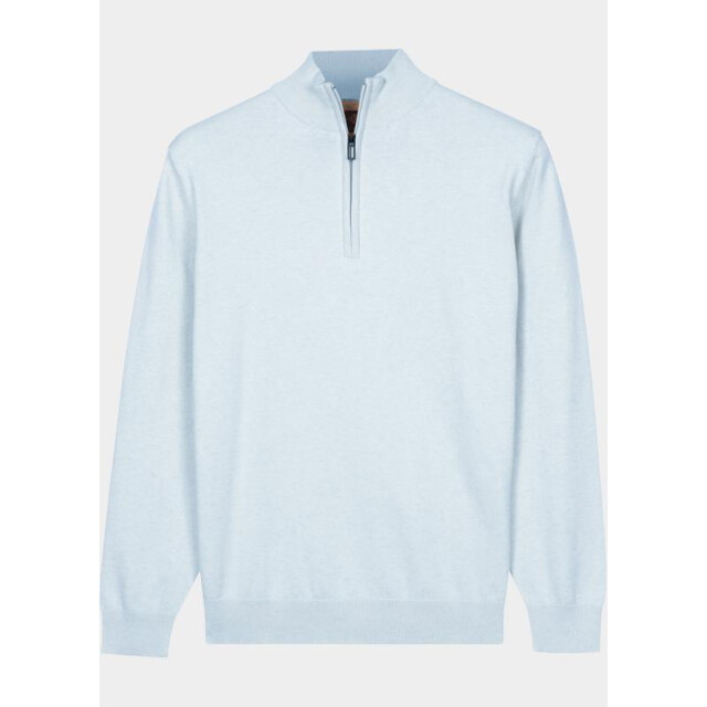 Bos Bright Blue Half zip cotton regular fit licht 618400cct/615 201430 large