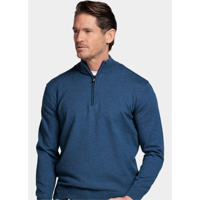 Bos Bright Blue Half zip cotton regular fit jeans blue 618400cct/675 201428 large