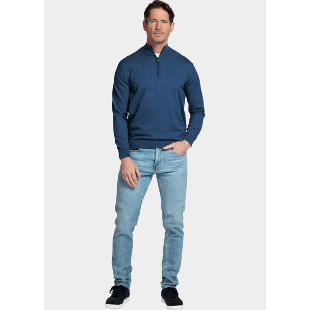Bos Bright Blue Half zip cotton regular fit jeans blue 618400cct/675 201428 large