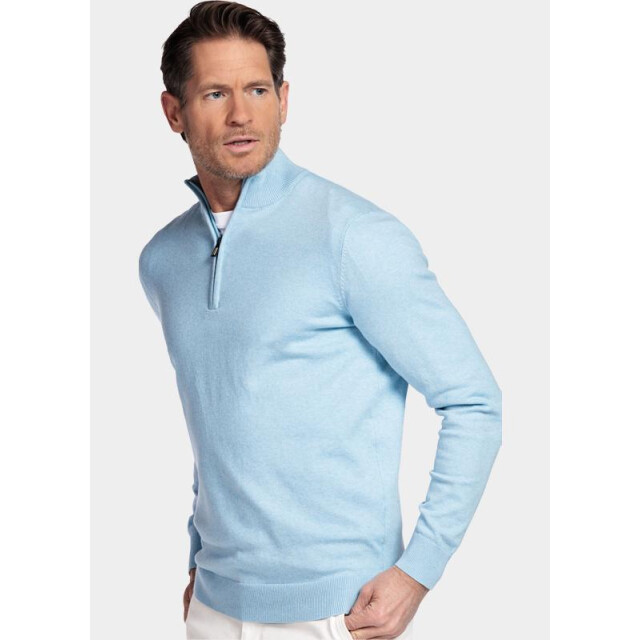 Bos Bright Blue Half zip cotton regular fit licht 618400cct/615 201430 large