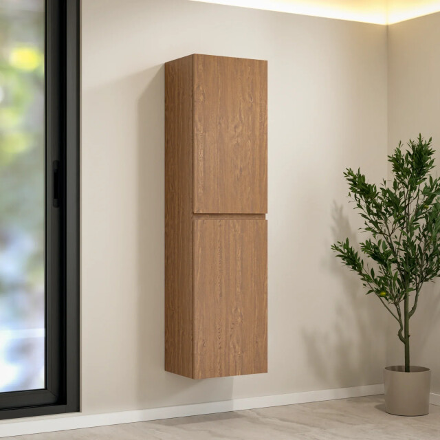 Mirlux Badkamermeubel set verona 100cm warm eiken wastafel zwart pre-order 3586240 large