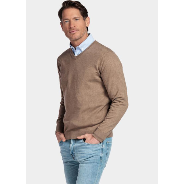 Bos Bright Blue Pullover cotton v-neckregular fit zand 618100cct/865 201421 large