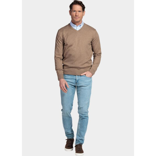 Bos Bright Blue Pullover cotton v-neckregular fit zand 618100cct/865 201421 large