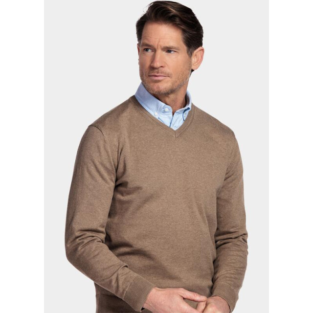 Bos Bright Blue Pullover cotton v-neckregular fit zand 618100cct/865 201421 large