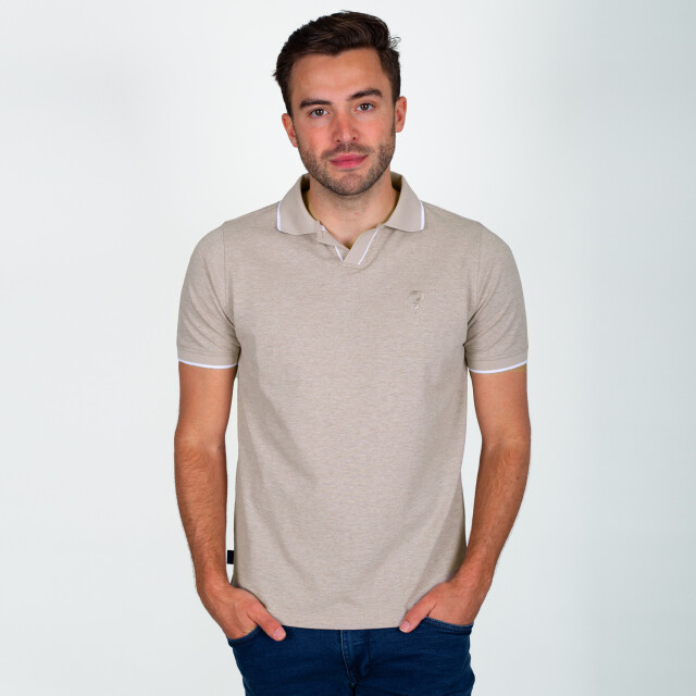 Q1905 Polo shirt stein zand melange QM2663762-842-1 large