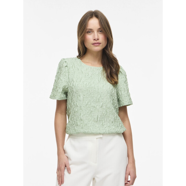 Vila visophia o-neck s/s top/r 14113417 smoke green 06011.369.0143 large