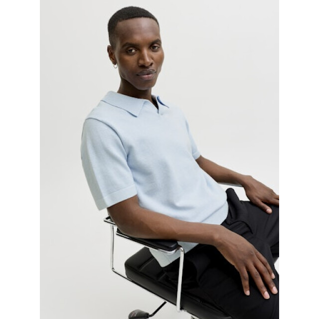 Jack & Jones jprblamilano spring split neck ss s 12291030 chambray 05311.211.0082 large