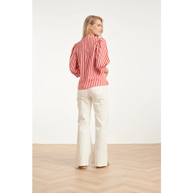 Smashed Lemon Gestreepte dames blouse met pofmouwen | 8718679004800 large