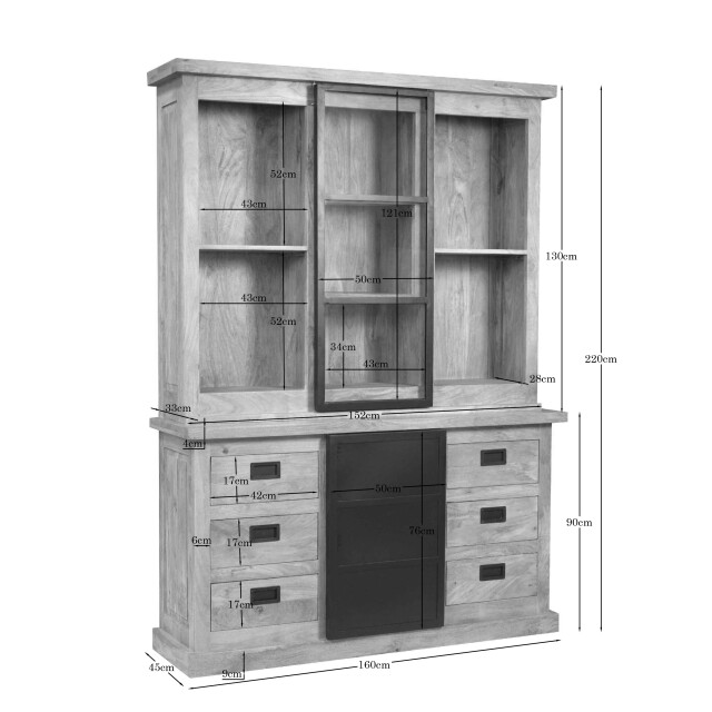 Starfurn vitrinekast noa - 45x160x220 cm 3523895 large