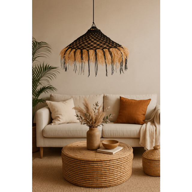 Furnilux Furni-sisal – handgemaakte raffia hanglamp Ø50 cm boho montageset 3193851 large