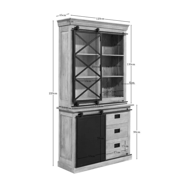 Starfurn vitrinekast fresno - 45x120x220 cm 3523975 large