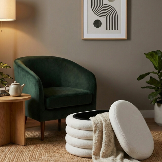 Casa di Elturo Poef teddy met opbergruimte – wit/beige – l 59 x b 45 x h 40 cm 2837152 large