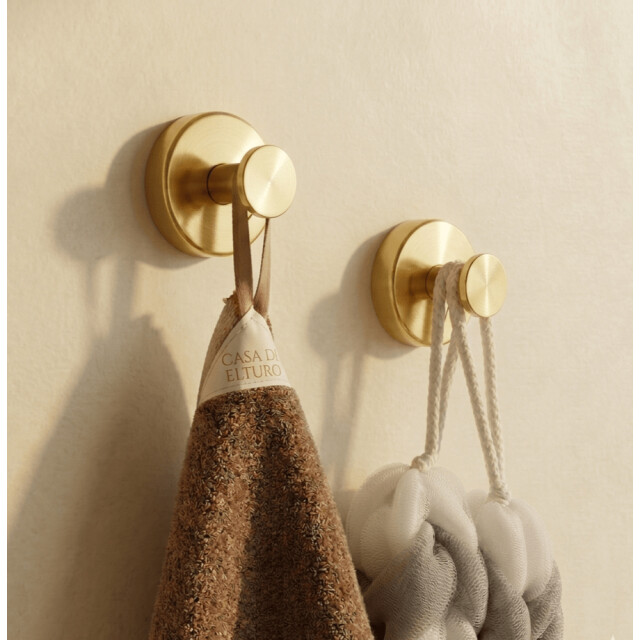 Casa di Elturo Set van 2 handdoekhaakjes zelfklevend met zuignap messing / rvs 2836192 large