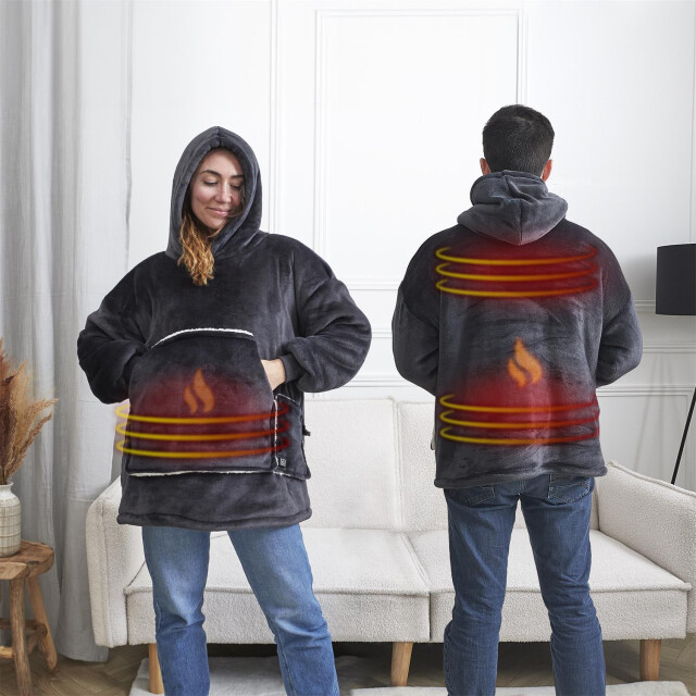 Casa di Elturo Usb verwarmde hoodie warmte deken 2-in-1 zachte fleece 3 warmtestanden - 3560012 large
