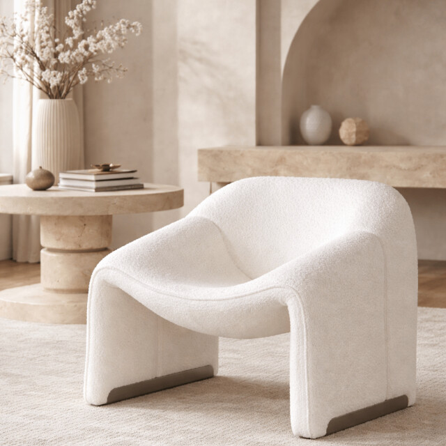 Casa di Elturo Luxe te bouclé design fauteuil lunora – lounge chair – l84 x d64 x h74 cm 3559984 large