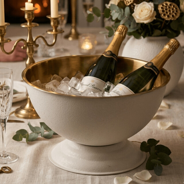 Casa di Elturo Champagnekoeler aurelia rvs – mat te wijnkoeler met goudkleurige binnenkant – 2975073 large