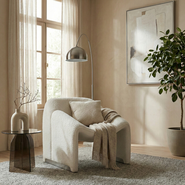 Casa di Elturo Luxe te bouclé design fauteuil lunora – lounge chair – l84 x d64 x h74 cm 3559984 large