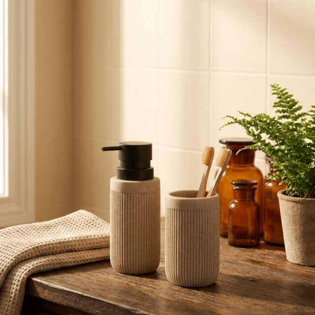 Casa di Elturo Badkamer set nordic stone zeeppompje & beker - 2650756 large