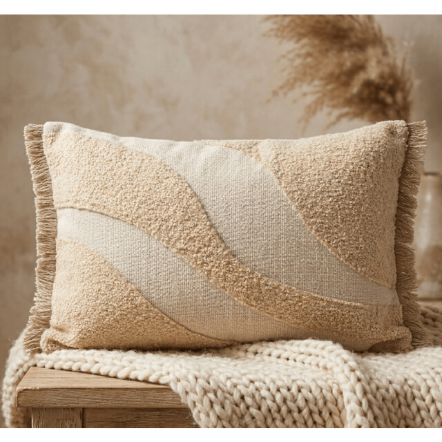 Casa di Elturo Sierkussen serena 30 x 50 cm – naturel kussen met structuur en franjes - 3559974 large