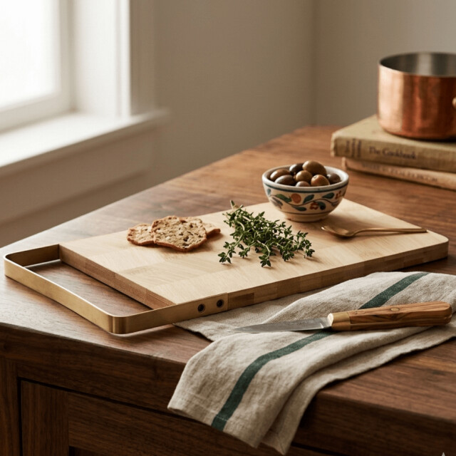 Casa di Elturo Snijplank lorenzo bamboe met metalen handvat 35,5 x 17,5 cm – luxe serveerplank 1945489 large