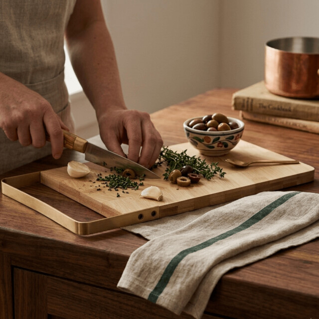 Casa di Elturo Snijplank lorenzo bamboe met metalen handvat 35,5 x 17,5 cm – luxe serveerplank 1945489 large