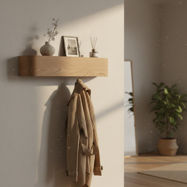 Casa di Elturo Design wand kapstok met plank bergen oak massief grenenhout 5 haken l53 3559988 large