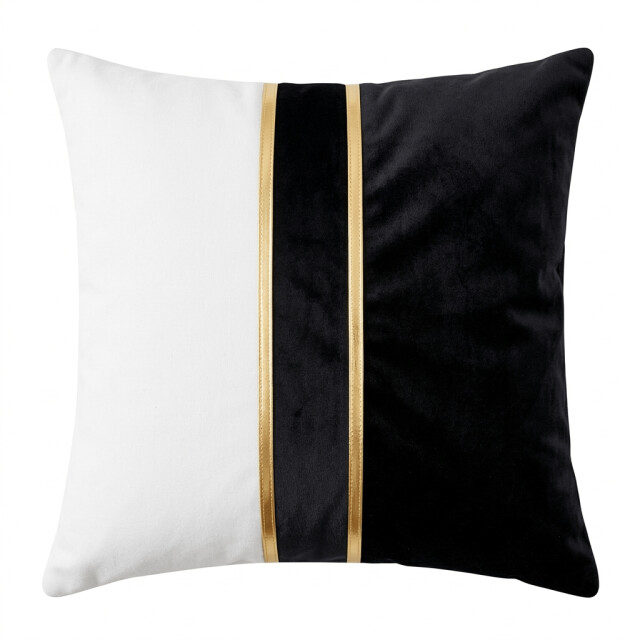 Casa di Elturo Sierkussen aurelio velvet 45 x 45 cm – luxe zwart kussen met gouden details 3559975 large