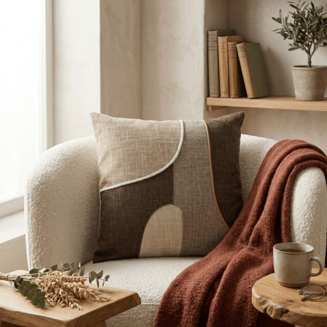 Casa di Elturo Sierkussen lorea katoen 45 x 45 cm bruin & decoratief patchwork - 3559978 large