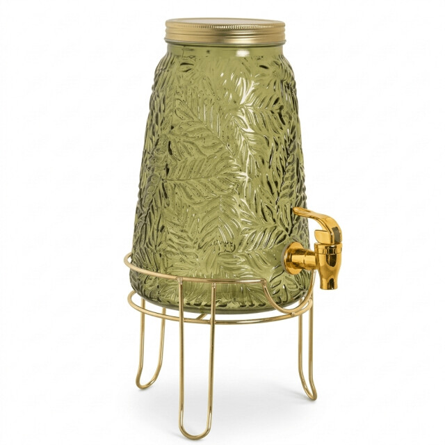 Casa di Elturo Drankdispenser leafs verde 3,3l met tap kraan en metalen onderstel – / 3559973 large