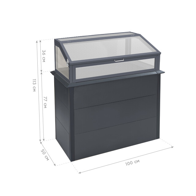 Westmann Primus plus m verhoogde kweekkas 100x50x113 cm antraciet 3559804 large